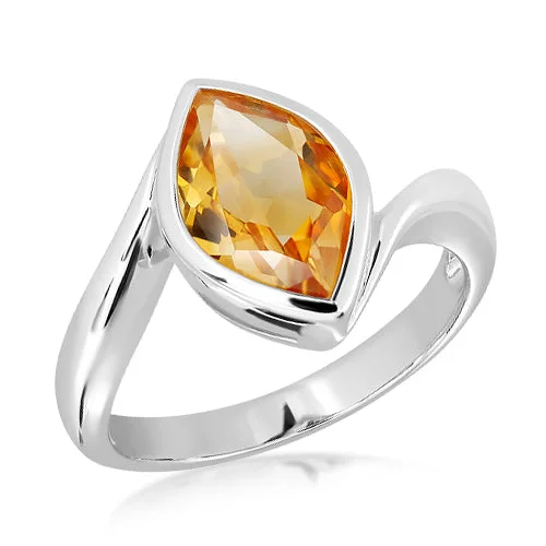 Gemstone Stacking Ring-Unique & Co Sterling Silver Golden Citrine Ring