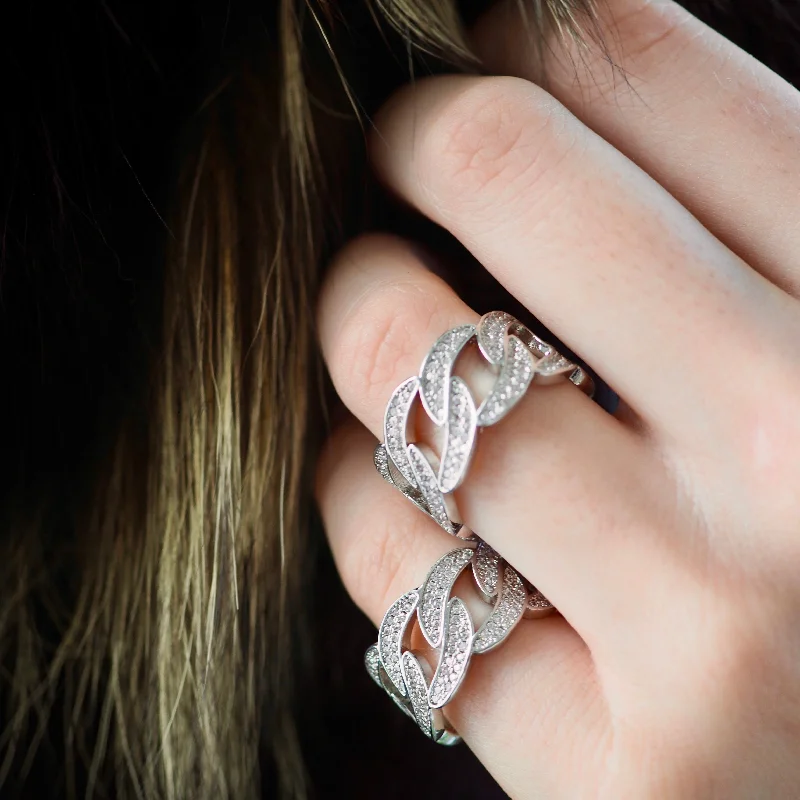 Handmade Promise Ring-CHLOE CUBAN LINK STONE RING