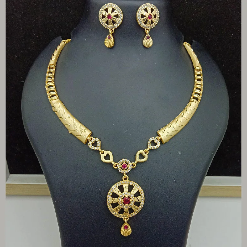 Statement Necklaces for Parties-SP Jewellery Gold Plated Austrian Stone Necklace Set