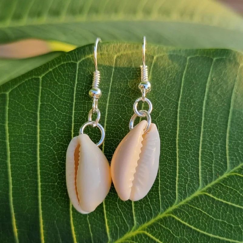 Minimalist Drop Earrings-Coastal Cowrie Shell Earrings