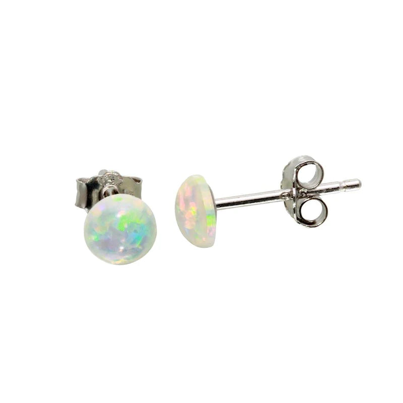 Artistic Wire Earrings-Silver 925 Rhodium Plated Opal CZ Stud Earrings