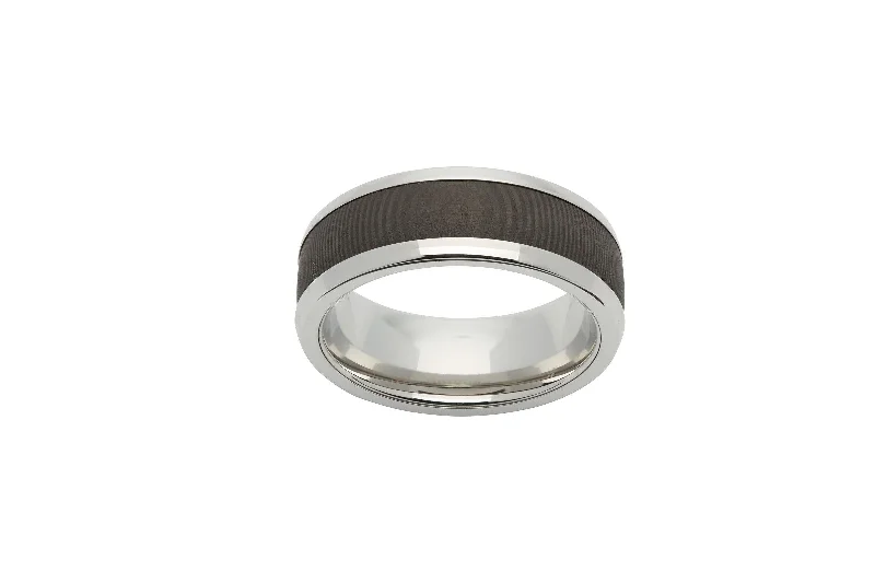 Personalized Silver Engagement Ring-Unique & Co Carbon Fibre Steel Ring