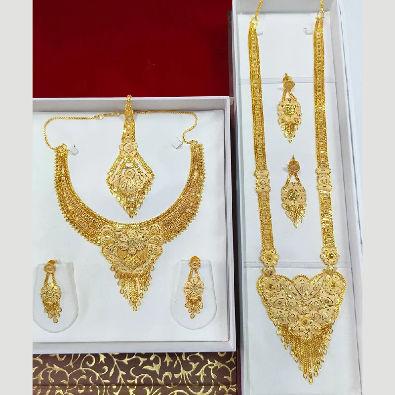 Vintage Gold Necklace-Pari Art Jewellery Forming Double Necklace Set