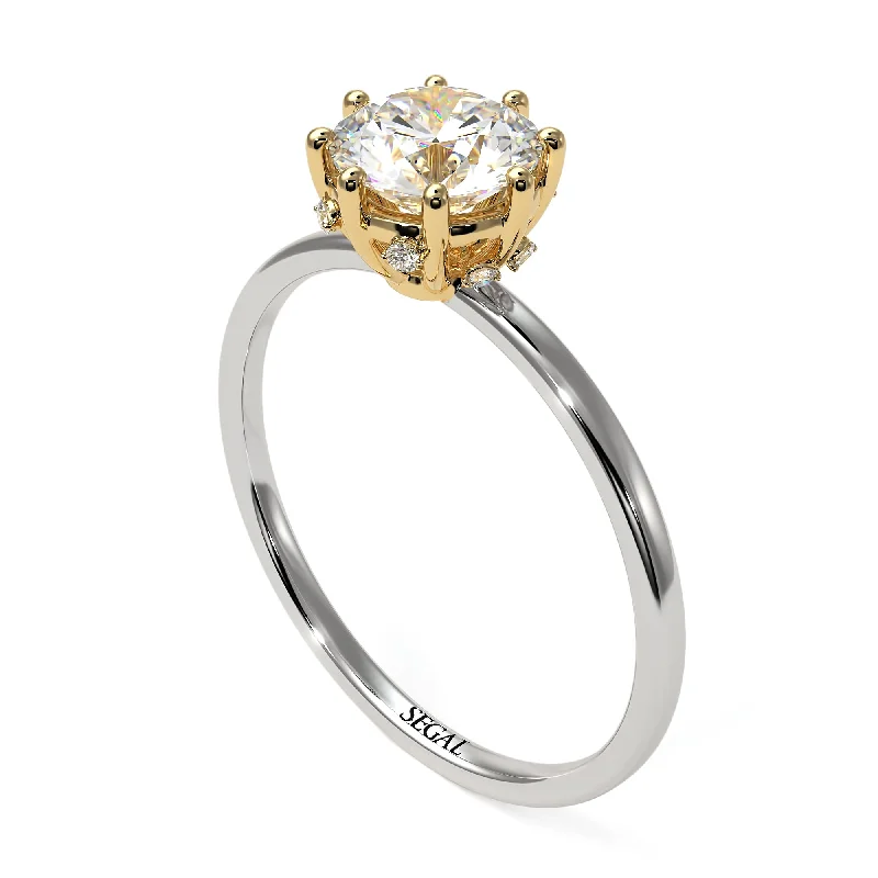 Antique Diamond Ring-Two Tones Classic Diamond Ring With Hidden Stones - Elliana No. 17