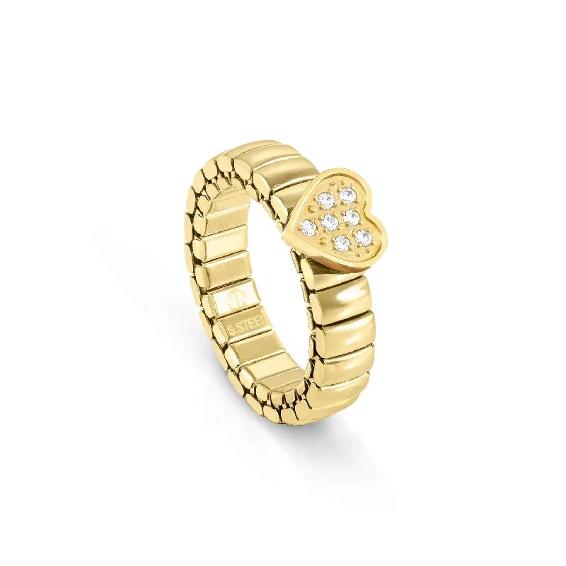 Men's Wedding Ring Set-Nomination Gold Ring with a Heart and Cubic Zirconia