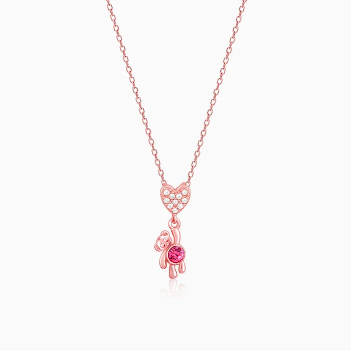 Fashionable Heart Pendant Necklace-Rose Gold Beary Love Necklace