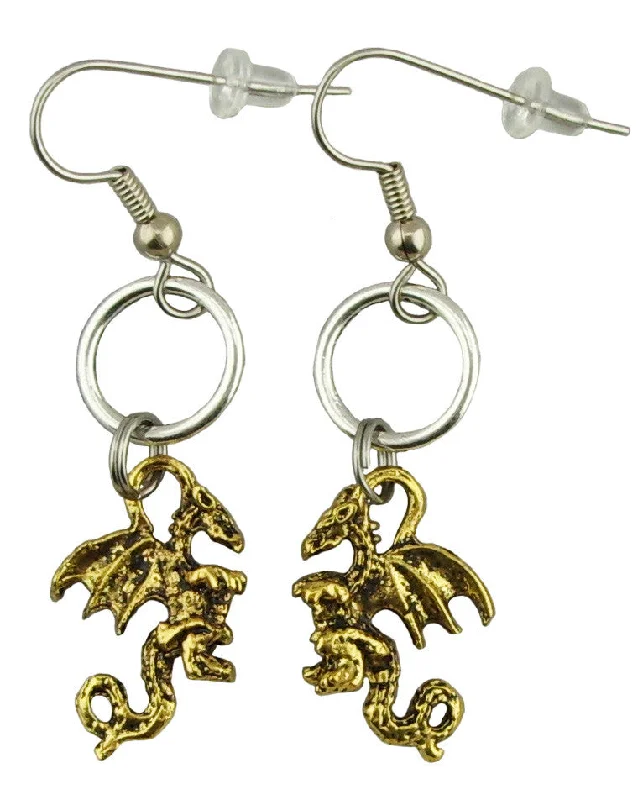 Vintage Pearl Drop Earrings-Metallic Dragon Earrings