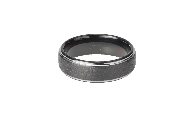 Titanium Men's Ring-Unique & Co 7mm Black IP Tungsten Ring