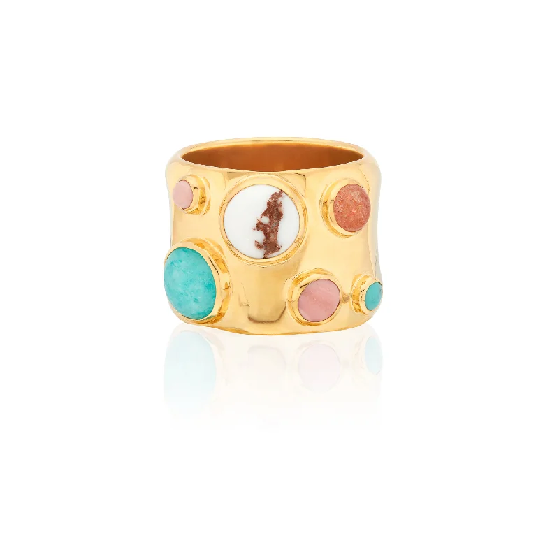 Birthstone Ring for Mom-Anna Beck Gold Wavy Multi-Stone Ring