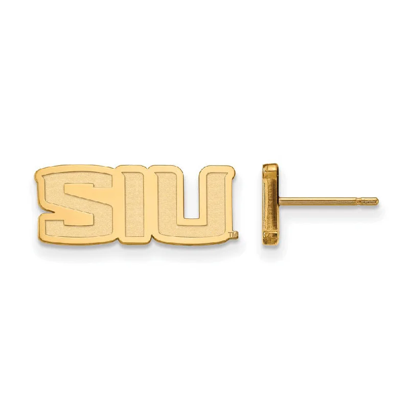 Simple Gold Hoop Earrings-10k Yellow Gold Southern Illinois University XS (Tiny) Post Earrings