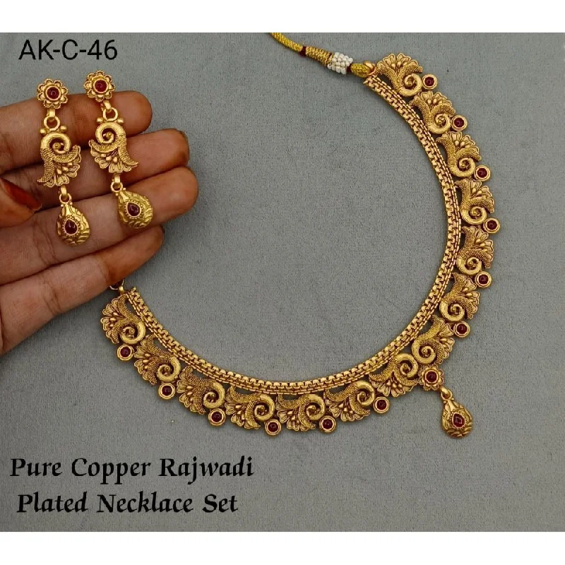 Long Gold Necklace-Akruti Collection Copper Plated Pota Stone Necklace Set