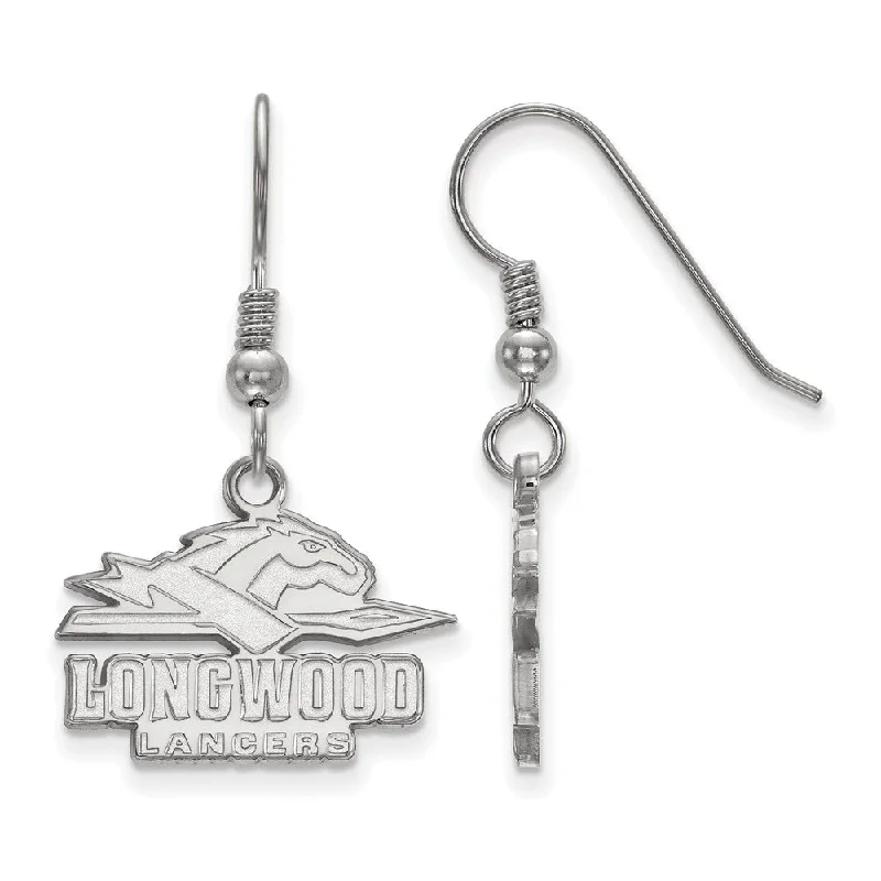 Customizable Hoop Earrings-Sterling Silver Longwood University Small Dangle Earrings