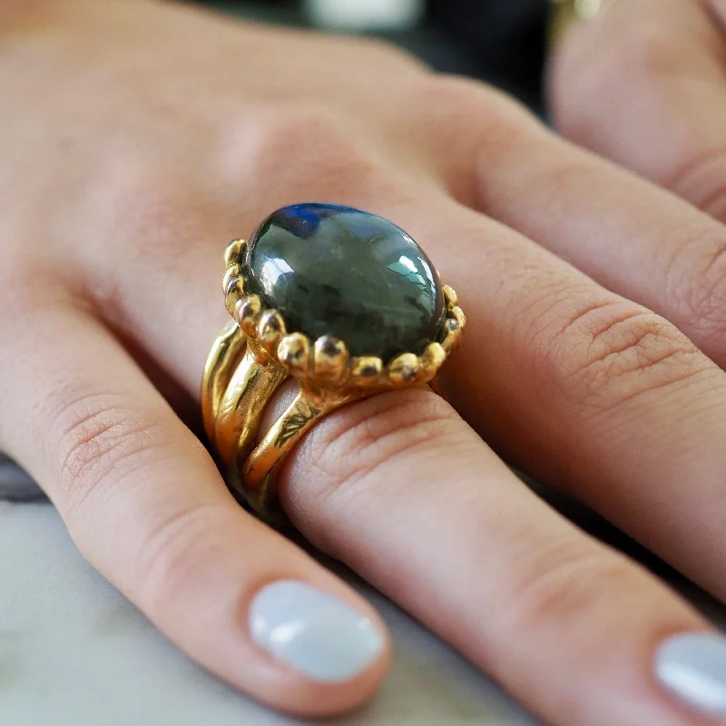 Large Statement Ring-ISABELLE LABRADORITE STONE RING