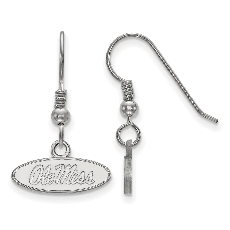 Gold Plated Earrings-Sterling Silver University of Mississippi XS Tiny Dangle Wire Earrings