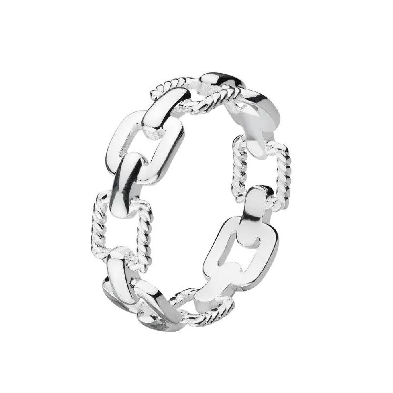 Gemstone Promise Ring-Sterling Silver Chain Link Ring