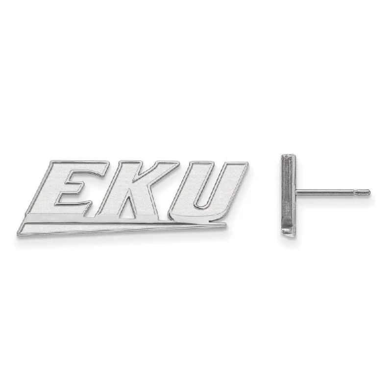 Ethnic Earrings-14k White Gold Eastern Kentucky University Small Post Earrings