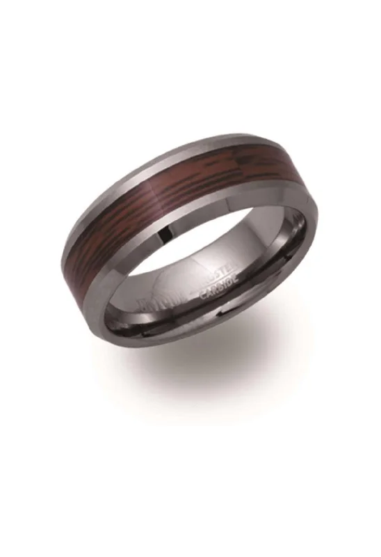 Couples Engagement Ring-Unique & Co 8mm Tungsten Ring with Wood Inlay