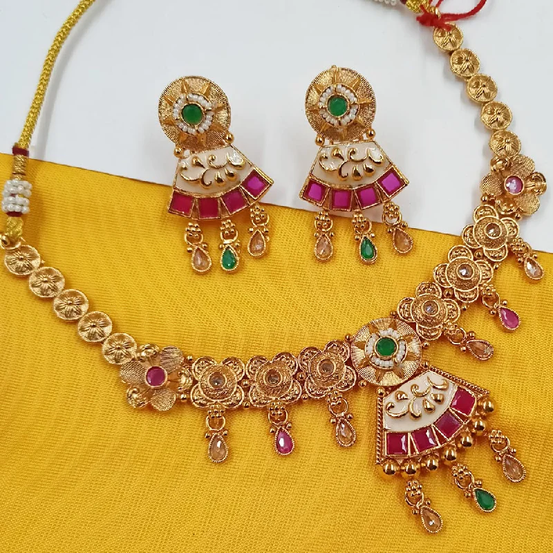 Modern Pendant Necklace-Padmawati Bangles Copper Gold Plated Necklace Set