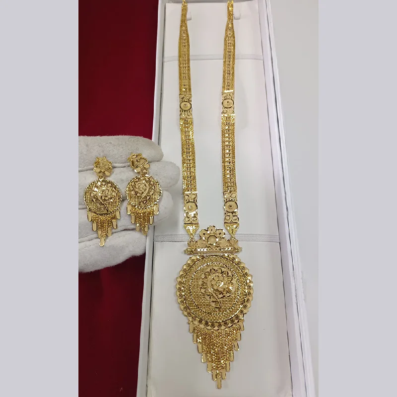 High-End Gold Necklace-Pari Art Jewellery Forming Long Necklace Set