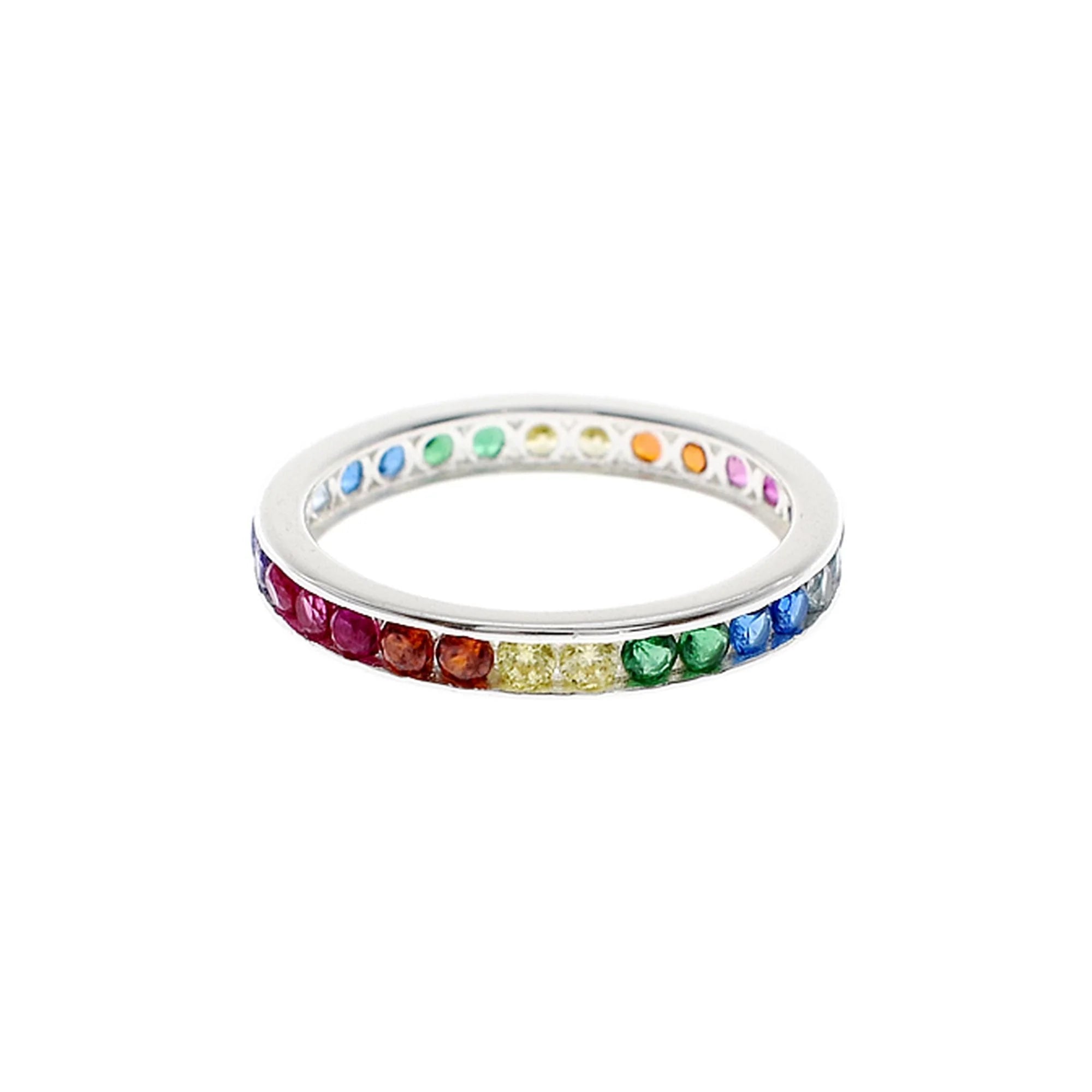 Personal Wedding Band Ring-Rainbow Cubic Zirconia Ring