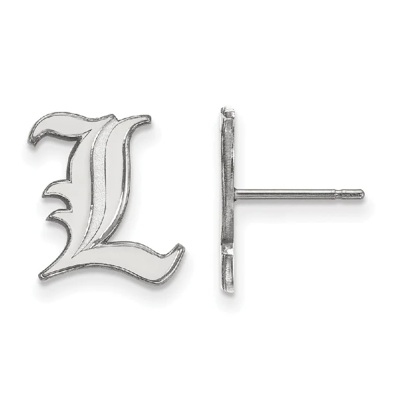 Minimalist Drop Earrings-10k White Gold University of Louisville Sm Initial L Post Earrings