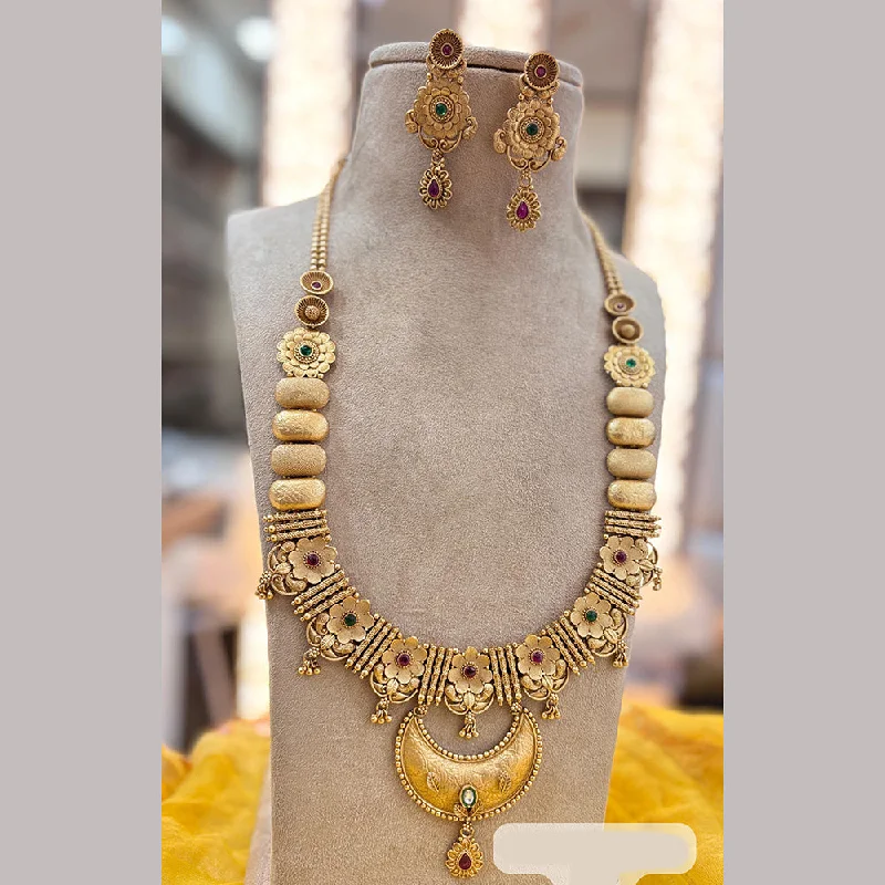 Pearl and Diamond Necklace-Jewel Addiction Gold Plated Pota Stone Long Necklace Set