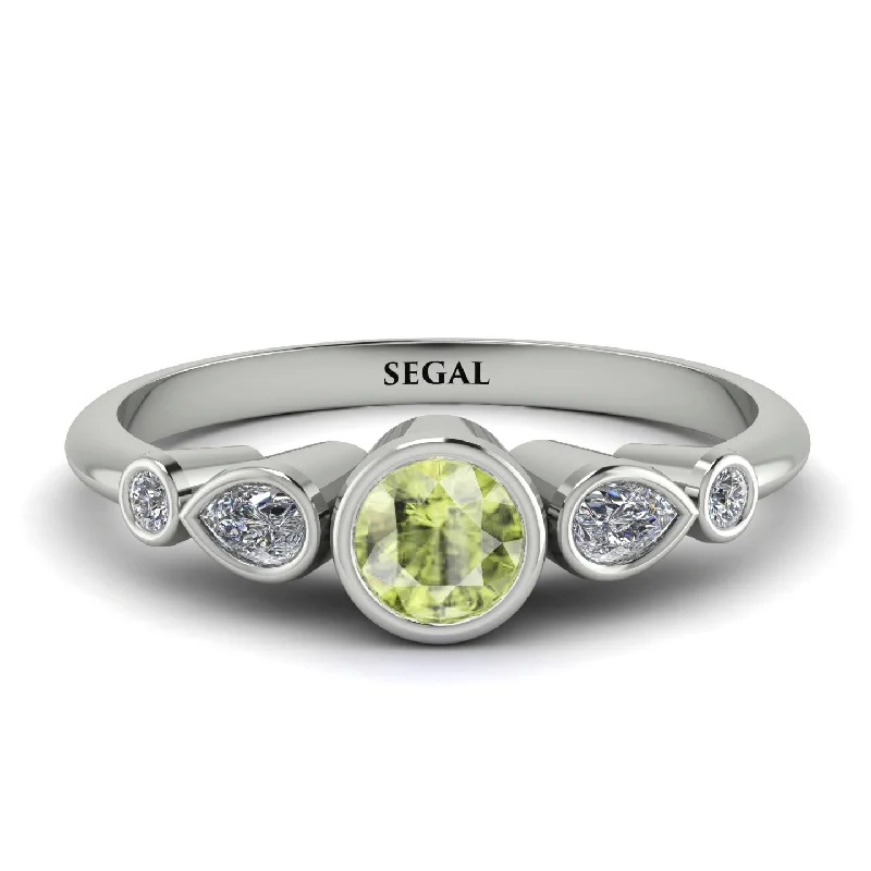 Gold Infinity Ring-Bezel Symmetrical Peridot Ring - Ivy No. 603