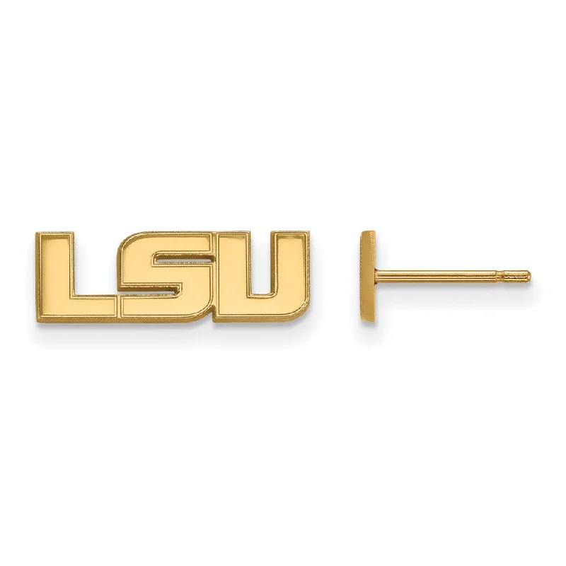 Fashionable Chain Earrings-10k Yellow Gold Louisiana State University XS 'LSU' Post Earrings