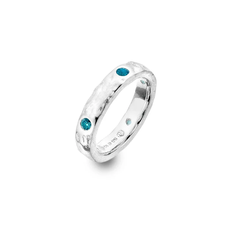 Custom Engagement Ring Set-Sea Gems Silver and Blue Topaz Ring