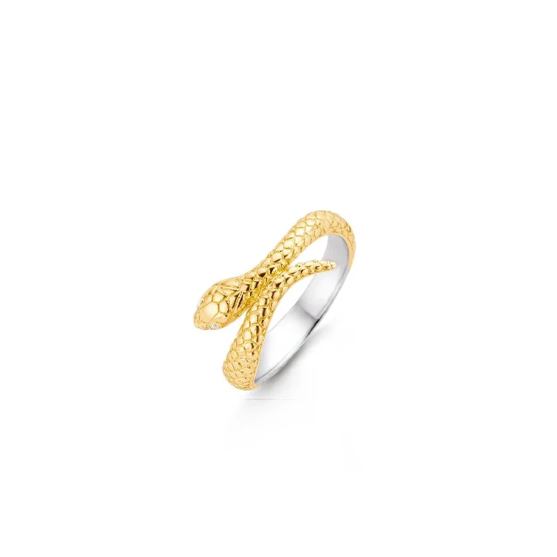 Silver Heart Ring-Ti Sento 18ct Yellow Gold Vermeil Snake Ring