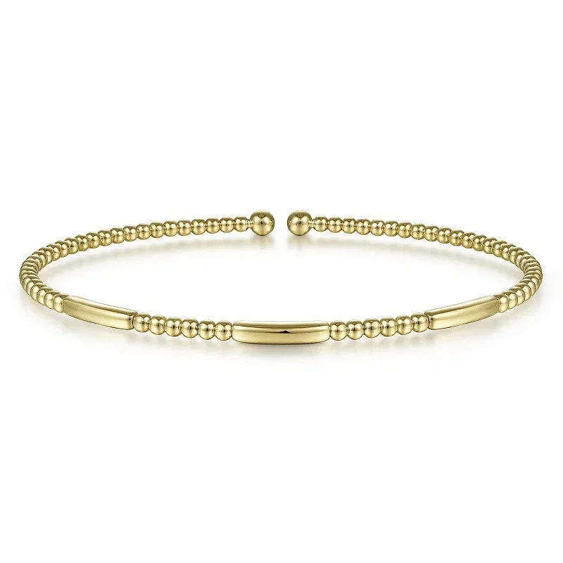 Adjustable Bangle Bracelets-14K Yellow Gold Bujukan Open Bangle