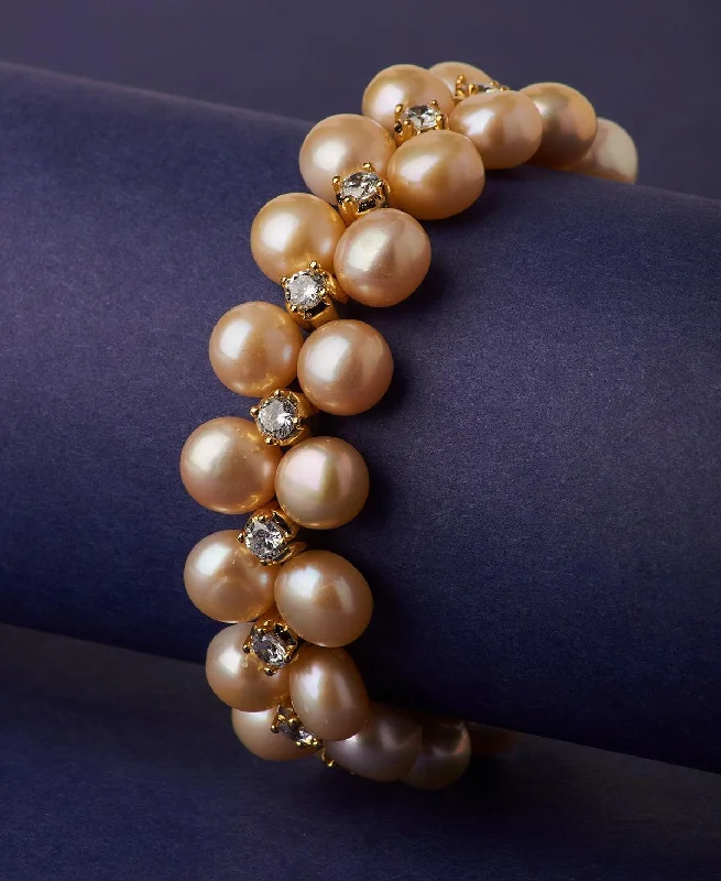 Designer Bead Bracelets-Gorgeous Gold Pearl Bracelet