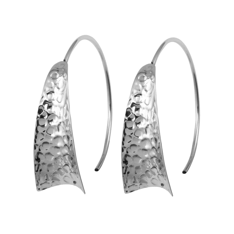 Earrings with Natural Stones-Silver 925 Rhodium Plated Dangling Semi-Hoop Earrings