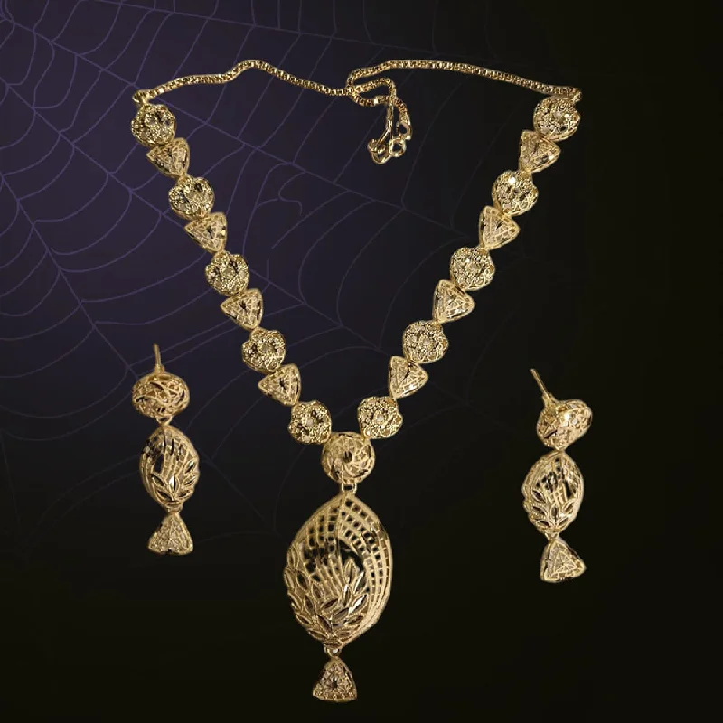 Diamond and Pearl Necklace-Nakoda Jewels Brass Copper Gold Plated Necklace Set