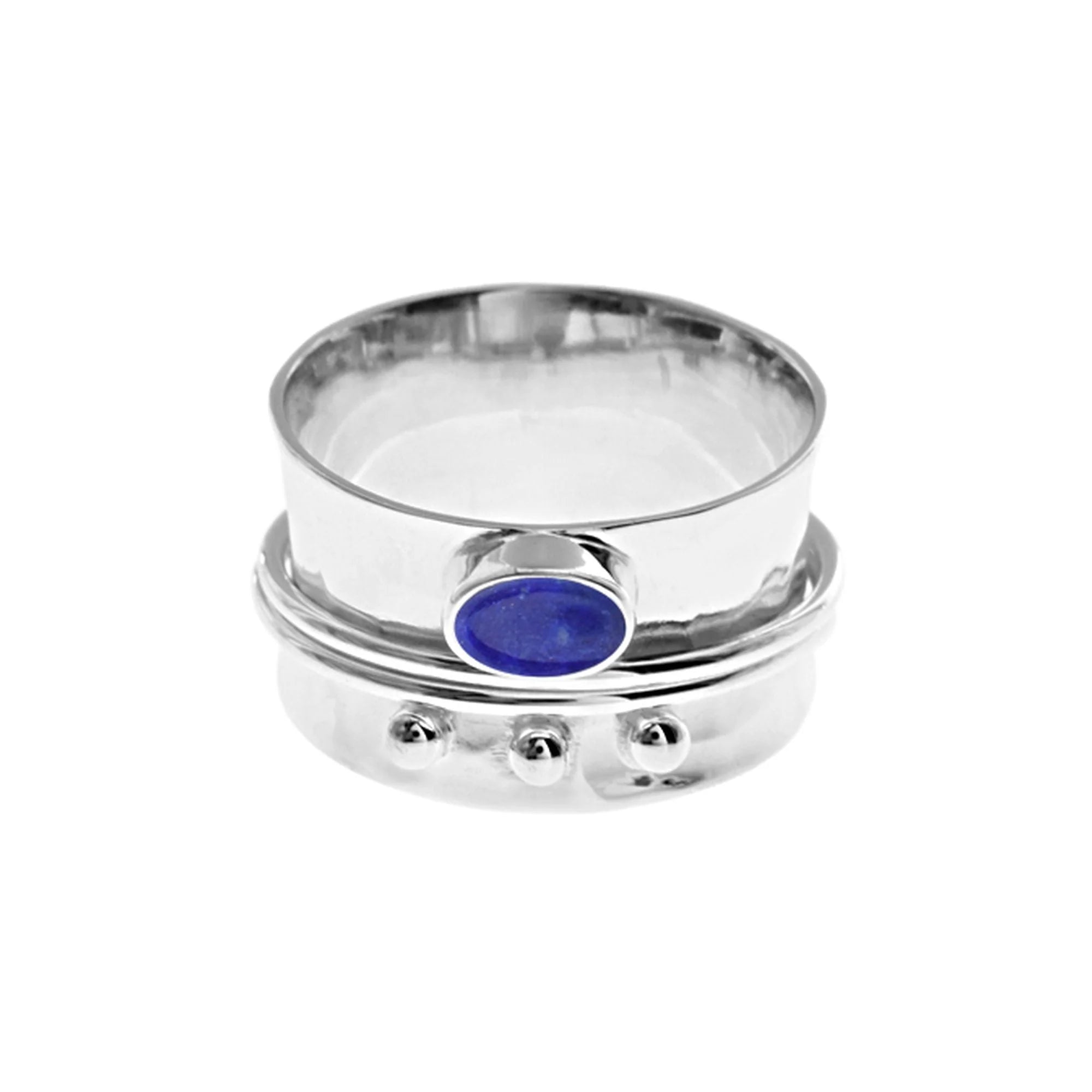 High-End Silver Ring-Sterling Silver Lapis Lazuli Wide Stress Ring