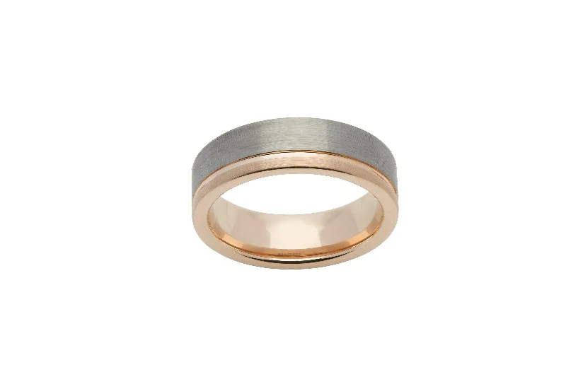 Sparkling Engagement Ring-Unique & Co Tungsten Ring with Rose Gold IP Plating