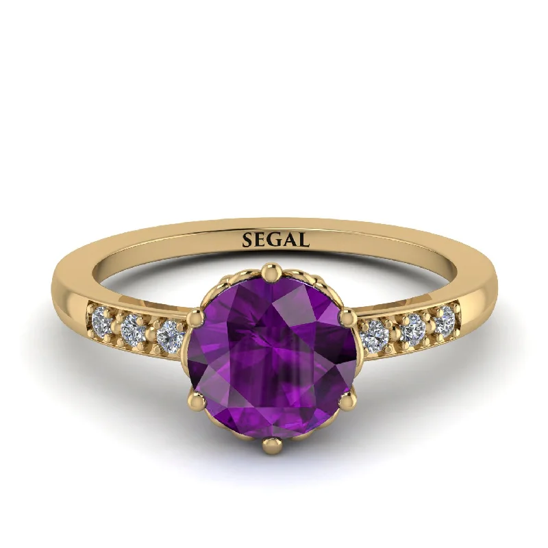 Bridal Wedding Ring-Classic Amethyst Vintage Ring - Olivia No. 301