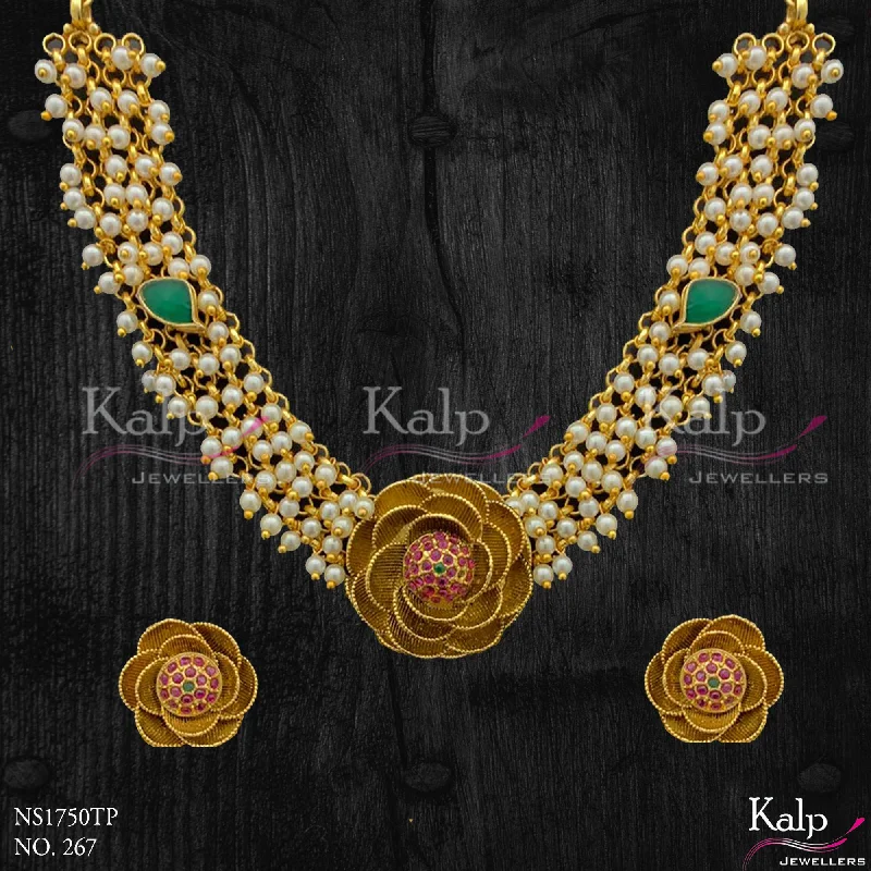 Rose Gold Choker Necklace-Kalp Jewellers Copper Gold Plated Necklace Set