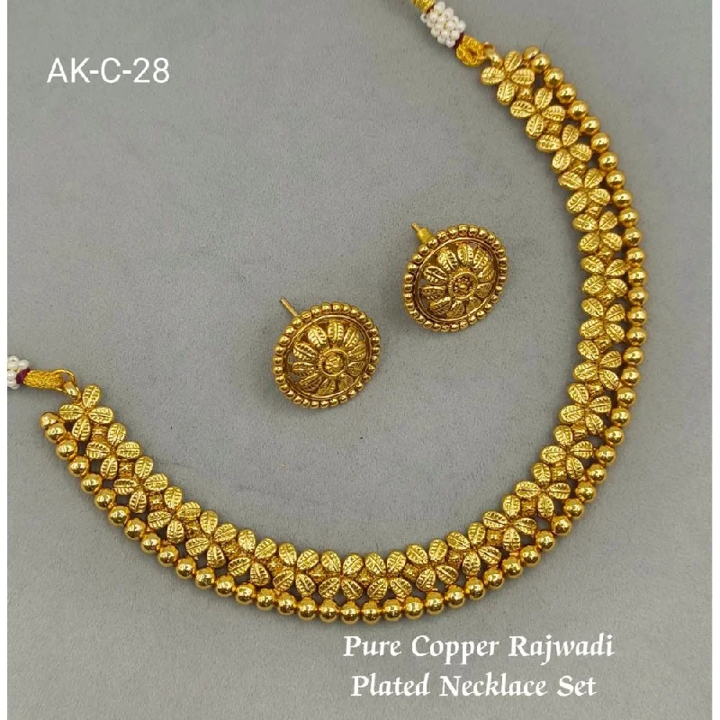 Vintage Pearl Necklace-Akruti Collection Copper Plated Necklace Set