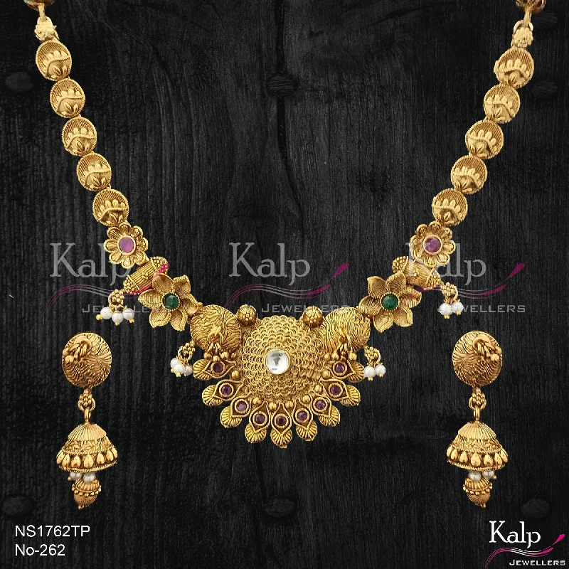 Rose Gold Pendant Necklace-Kalp Jewellers Copper Gold Plated Necklace Set