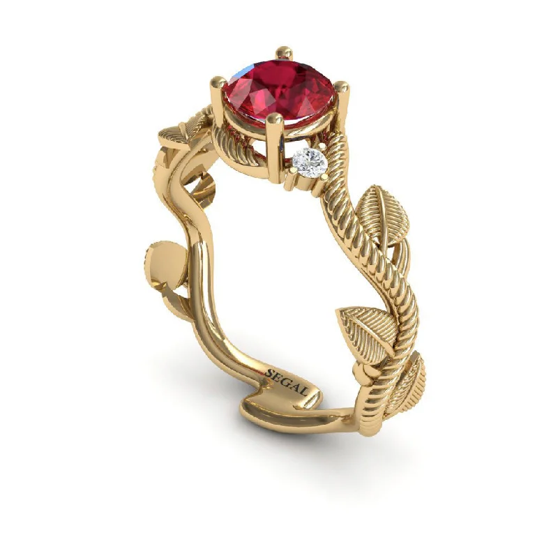 Modern Engagement Ring-The Leaves  Festival Ruby Ring- Allison no. 49