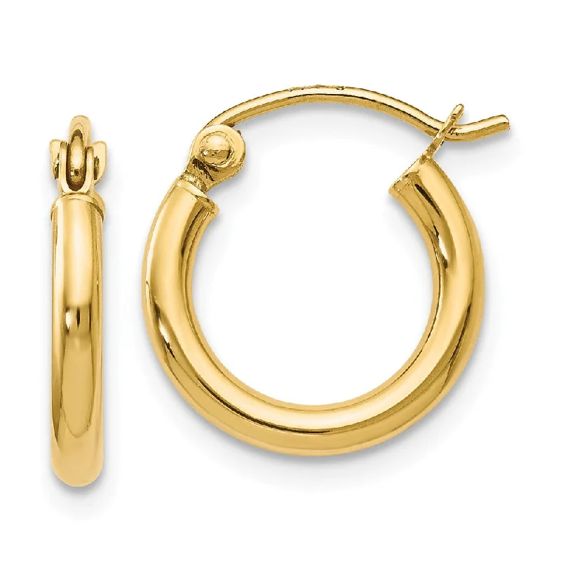 High-Quality Stud Earrings-2mm Round Hoop Earrings in 14k Yellow Gold, 12mm (7/16 Inch)