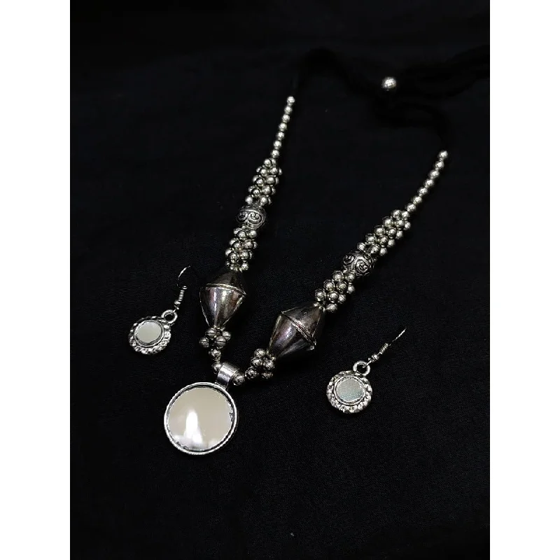 Gemstone Cluster Necklace-Akruti Collection Oxidised  Plated Necklace Set