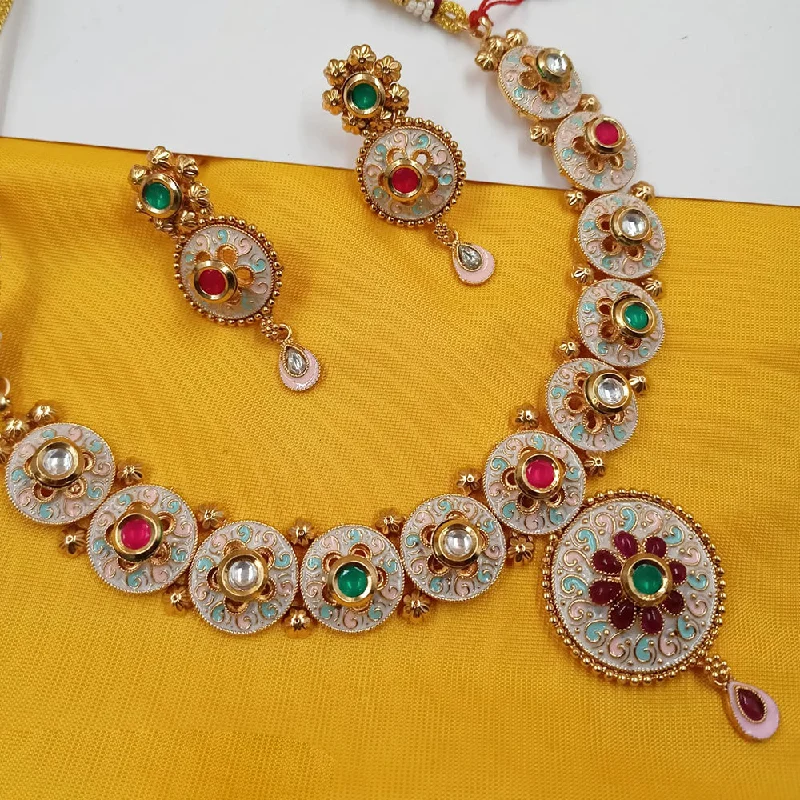 Fancy Choker Necklace-Padmawati Bangles Copper Gold Plated Necklace Set