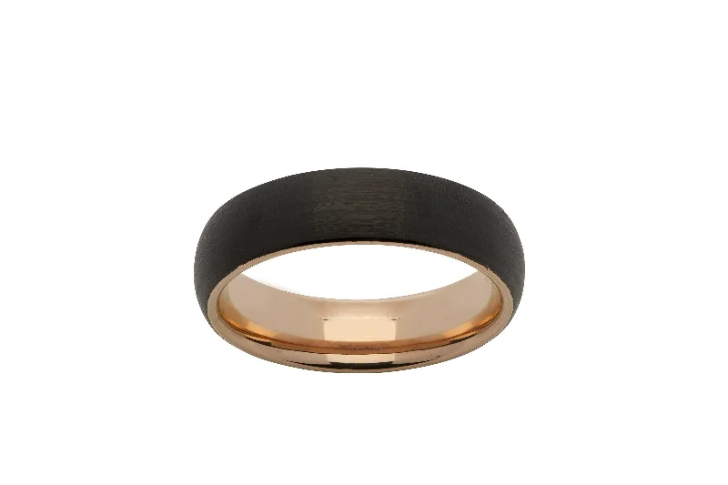 Personalized Wedding Ring-Unique & Co 6mm Tungsten Ring with Rose Gold Black IP