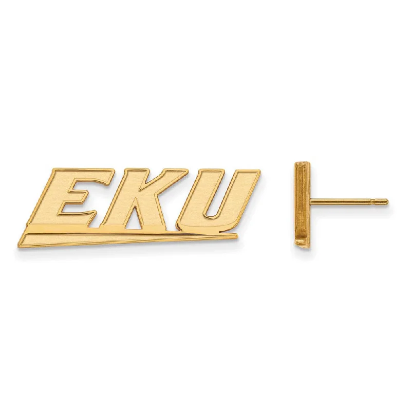 Handcrafted Wooden Earrings-14k Gold Plated Silver Eastern Kentucky University Post Earring