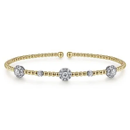 Fashion Silver Bangles Set-14K WHITE-YELLOW GOLD BUJUKAN DIAMOND CLUSTER STATIONS BANGLE