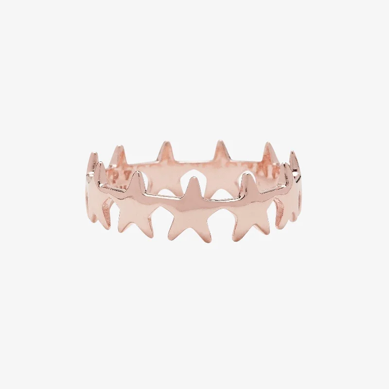 Custom Silver Ring-Rose Gold Seeing Stars Band Ring