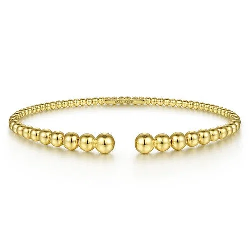 Stylish Gold Bangles-14K Yellow Gold Bujukan Open Bangle