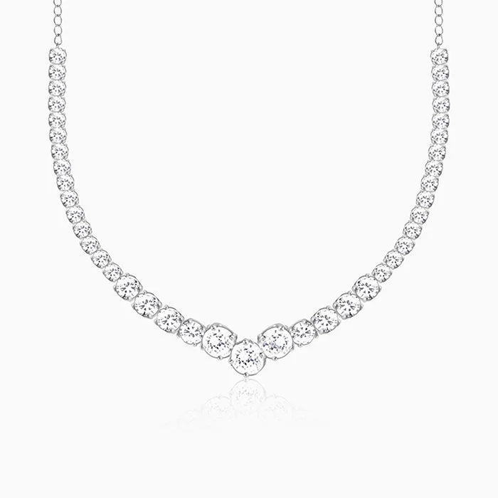 Elegant Gold Leaf Necklace-GIVA Silver Classic Zirconia Necklace